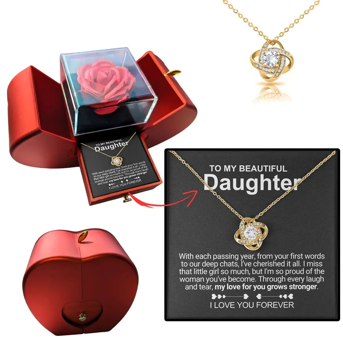 Heart Knot Pendant Necklace for Daughters - A Thoughtful Gift from Dad for Christmas 2024