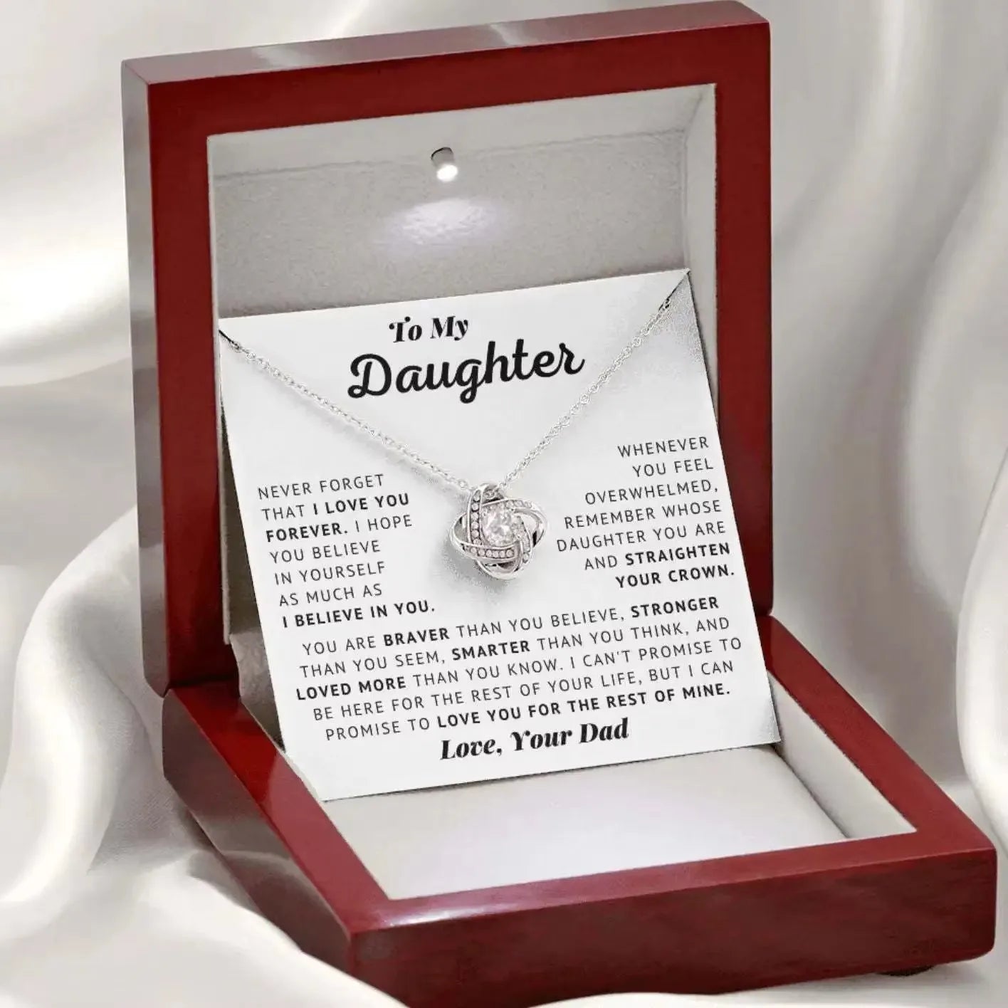Heart Knot Pendant Necklace for Daughters - A Thoughtful Gift from Dad for Christmas 2024