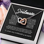 To My Soulmate Wife Christmas Gift Necklace Mother Girls Interlocking Heart Necklace Dropshipping Metal Necklace with Gift Box