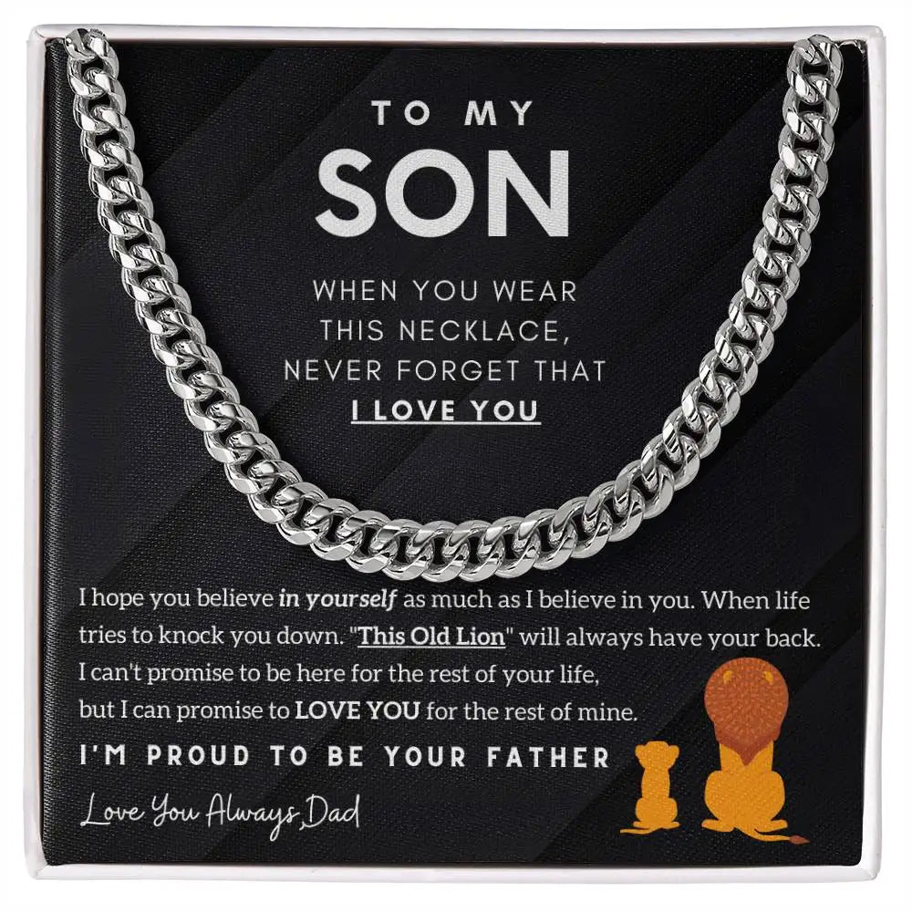 Stylish Stainless Steel Cuban Chain Necklace - The Perfect Gift for Your Son from Dad, Ideal for Birthdays and Anniversaries!