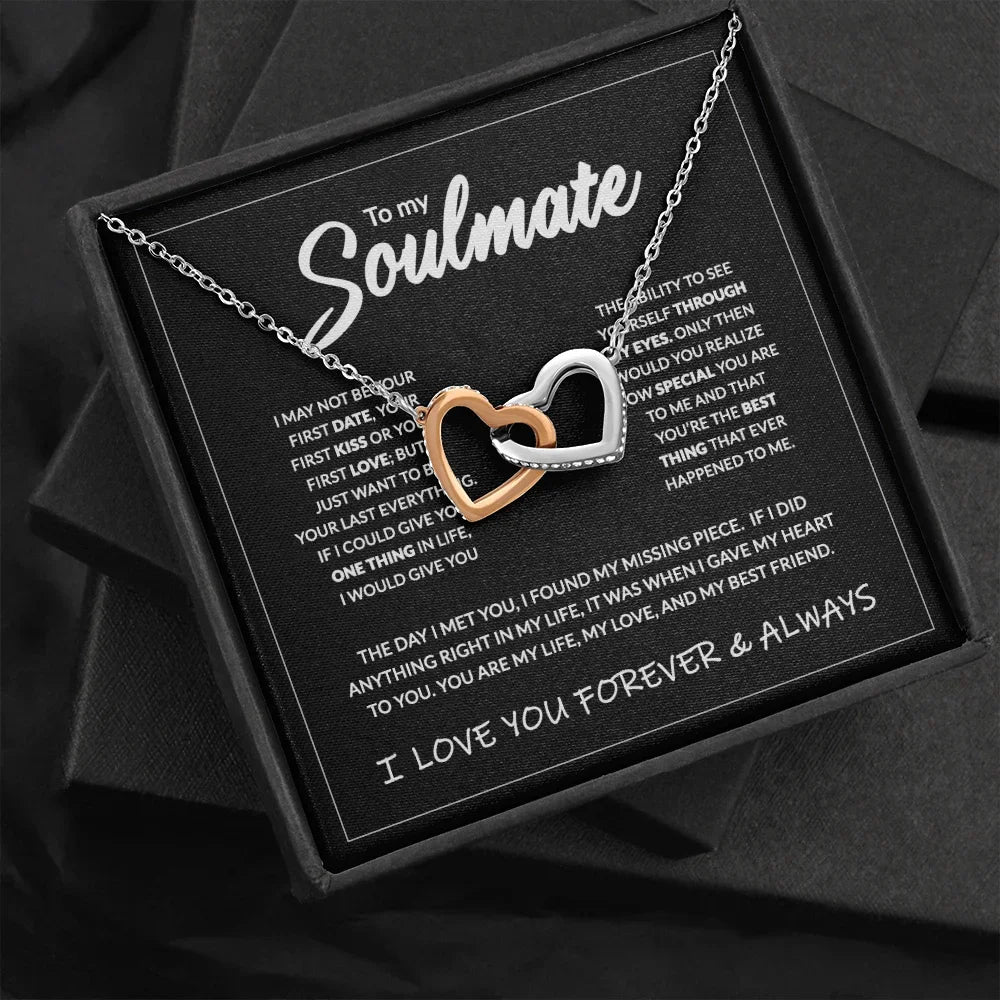 To My Soulmate Wife Christmas Gift Necklace Mother Girls Interlocking Heart Necklace Dropshipping Metal Necklace with Gift Box
