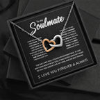 To My Soulmate Wife Christmas Gift Necklace Mother Girls Interlocking Heart Necklace Dropshipping Metal Necklace with Gift Box