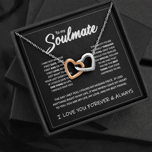 To My Soulmate Wife Christmas Gift Necklace Mother Girls Interlocking Heart Necklace Dropshipping Metal Necklace with Gift Box