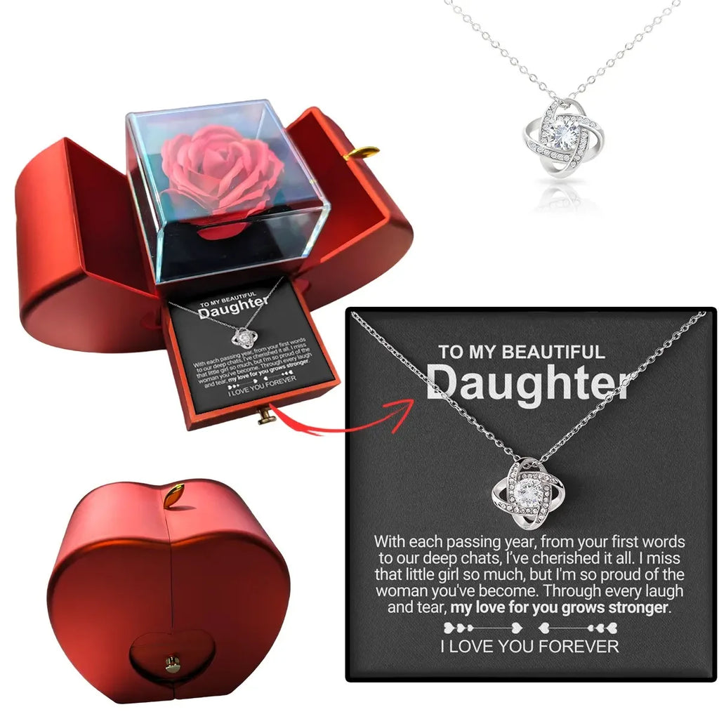 Heart Knot Pendant Necklace for Daughters - A Thoughtful Gift from Dad for Christmas 2024