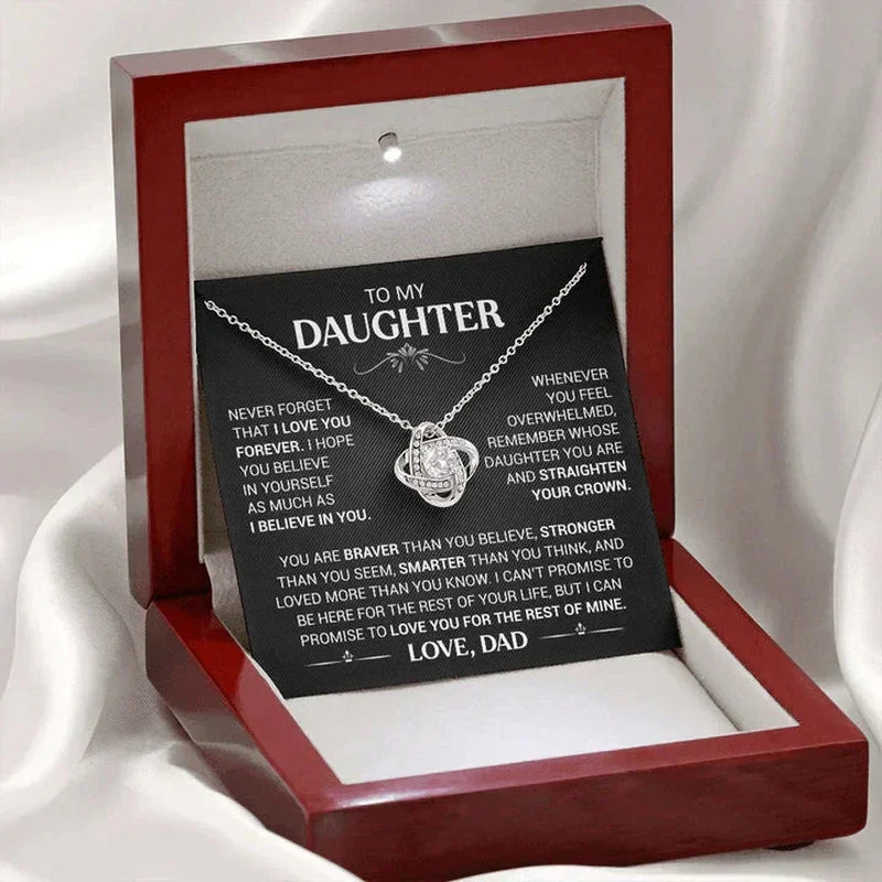 Heart Knot Pendant Necklace for Daughters - A Thoughtful Gift from Dad for Christmas 2024